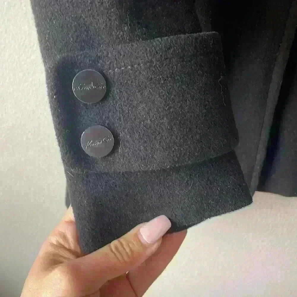 Kenneth Kole Black Wool Coat with removable Hoodie Sz 4 - Picture 4 of 12